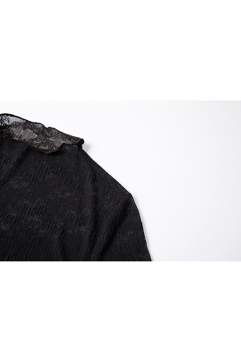 Slim-fit Layering Semi-turtleneck Lace Long Sleeve T-shirt-VIMLYSTORE