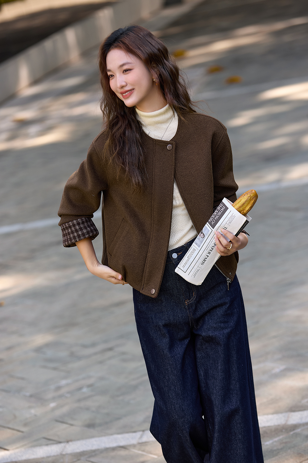 Retro Crew Neck Padded Coat