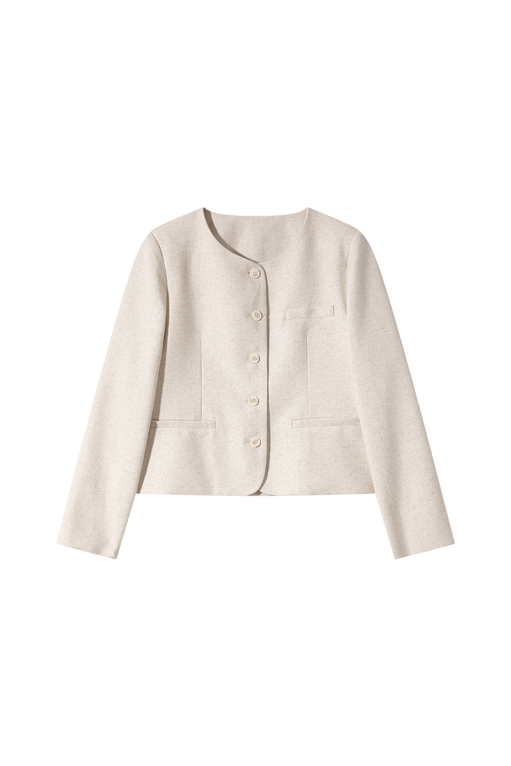 Linen Round-Neck Jacket & Skirt Set – Casual Elegance-VIMLYSTORE