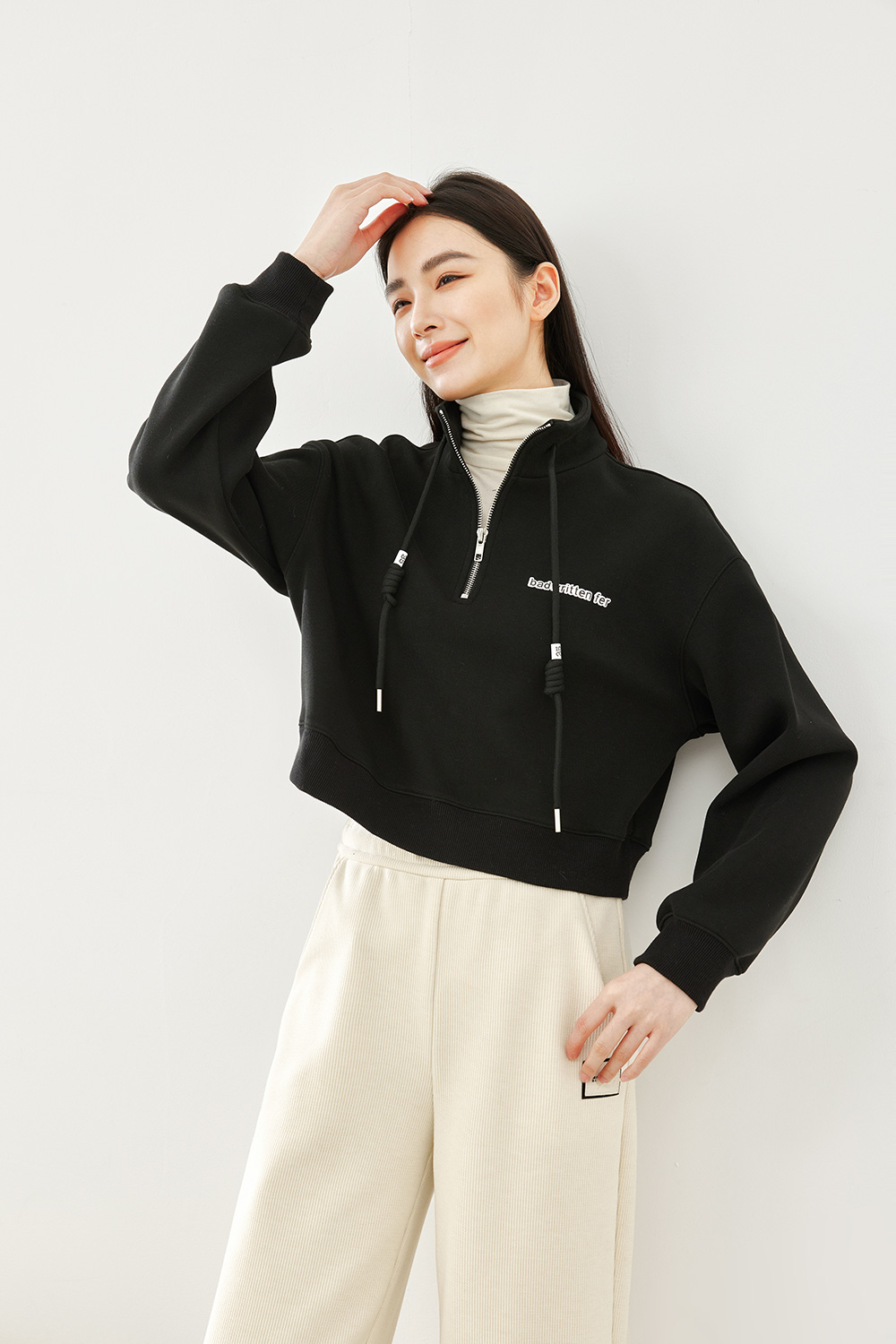 Stand Collar Zipper Hoodie