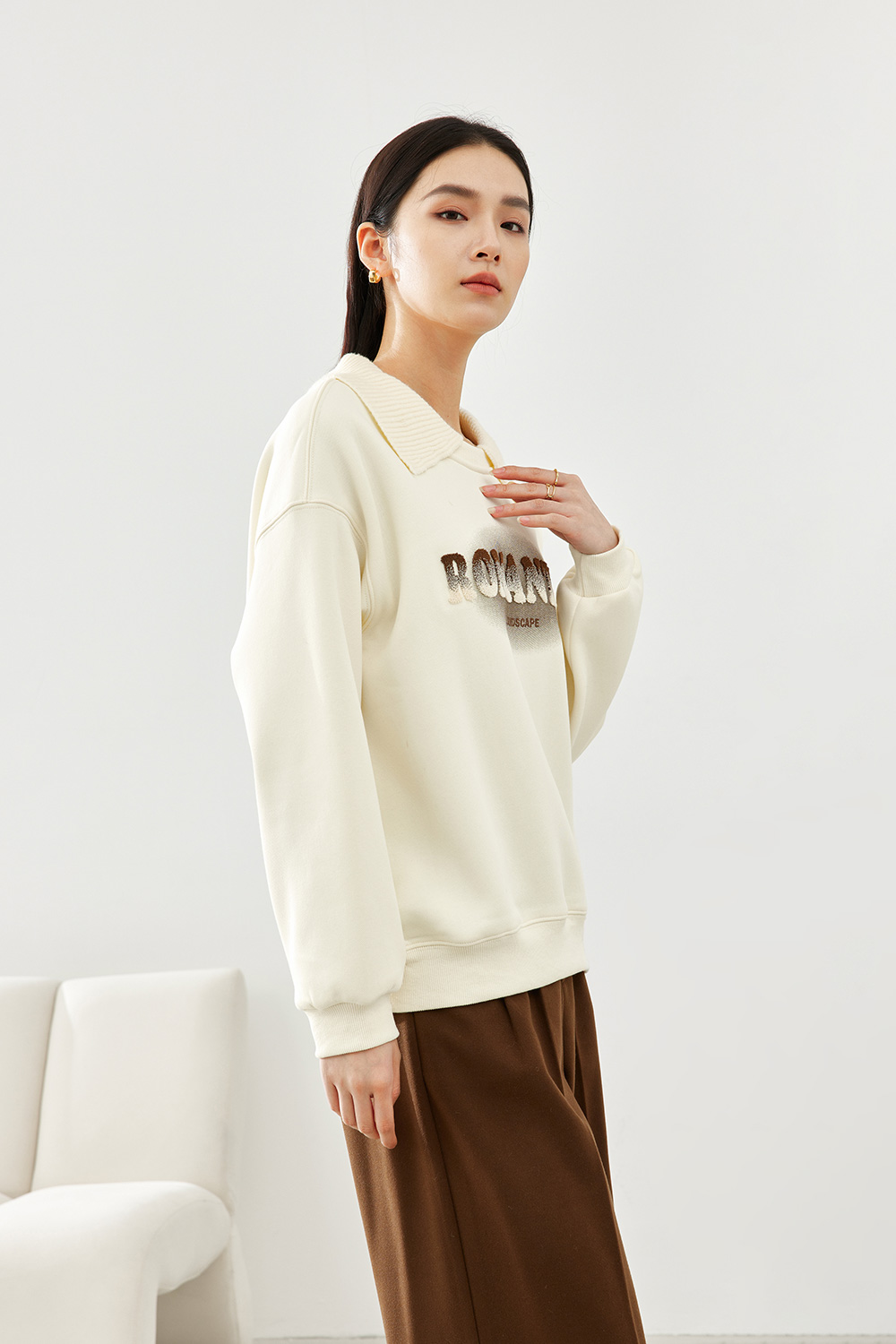 Fake two pieces casual sweater