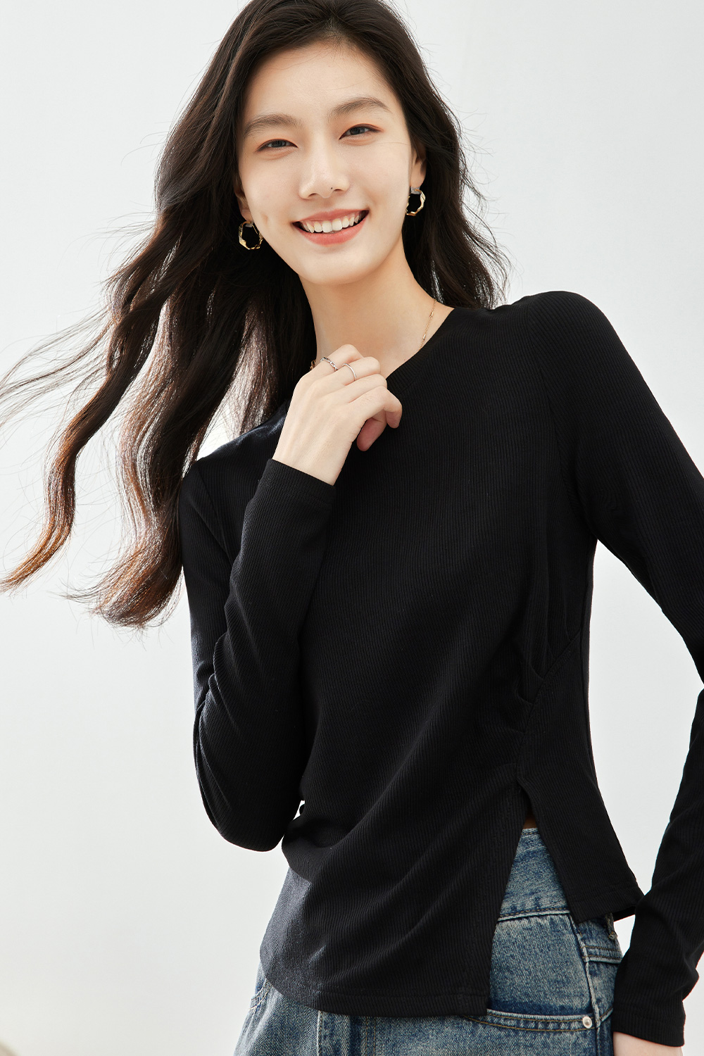 Pleated fashion T-shirt-VIMLYSTORE