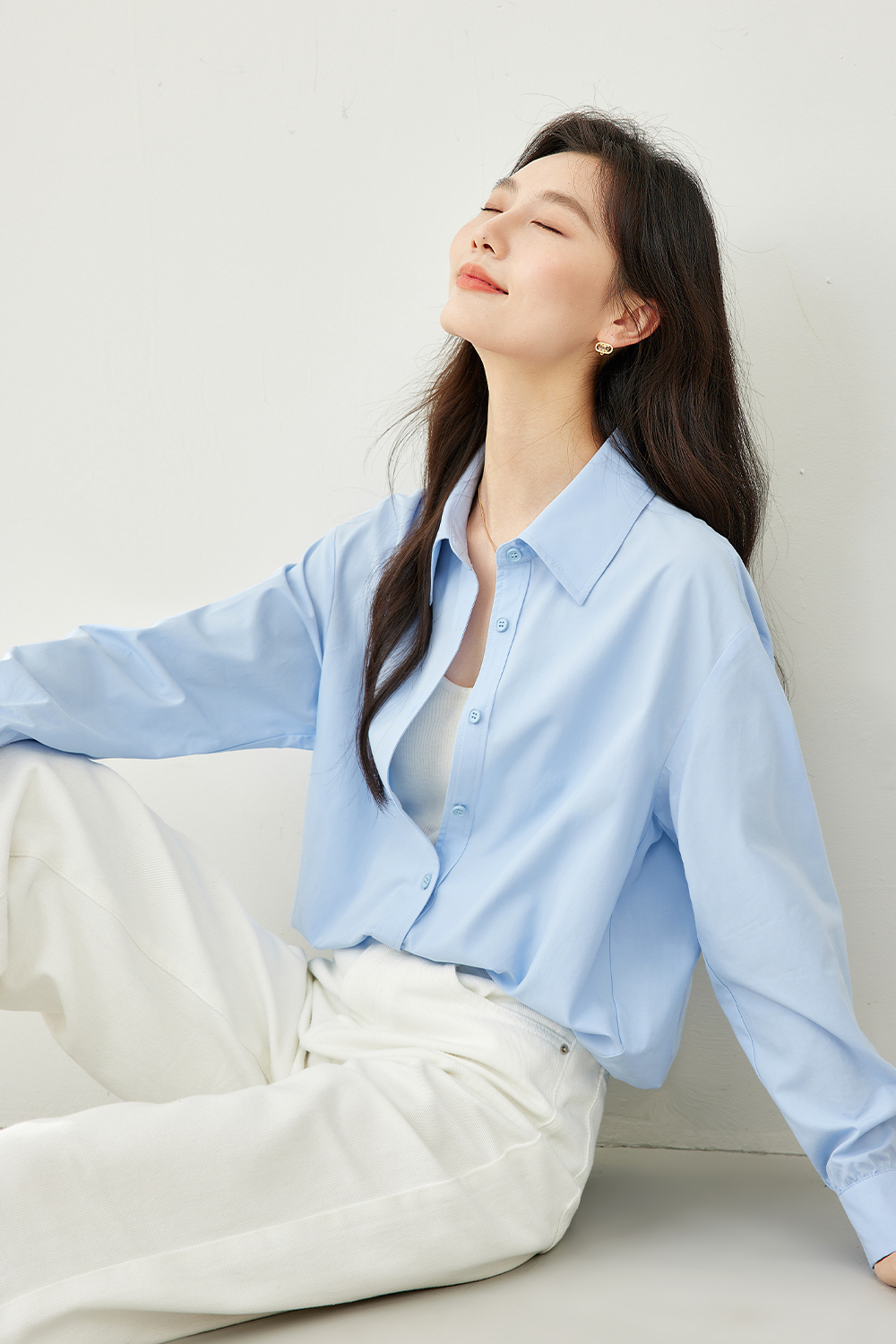 Temperament solid color shirt-VIMLYSTORE