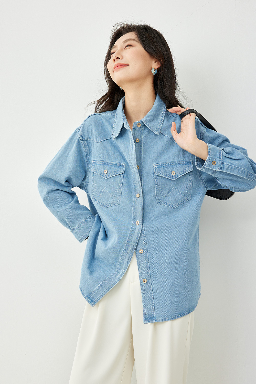 loose denim shirt
