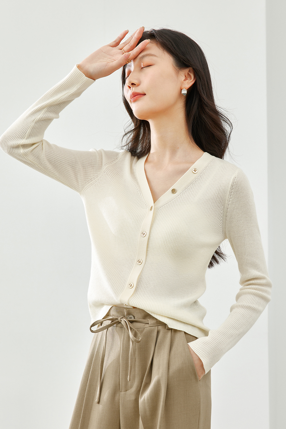 V-Neck Knit Cardigan