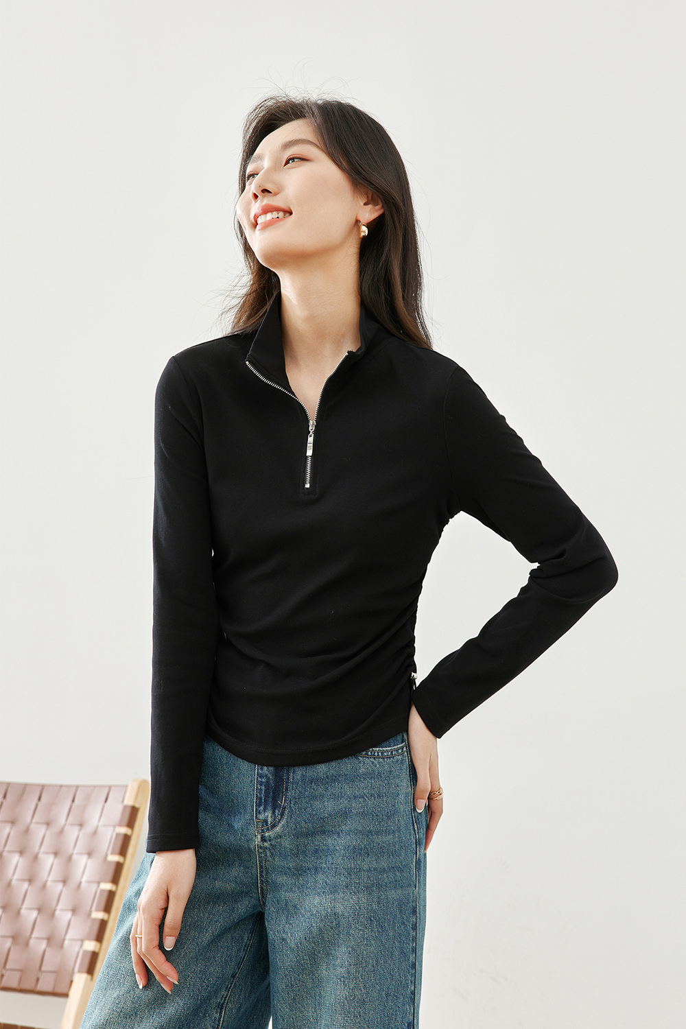 Casual Half-Zip T-Shirt
