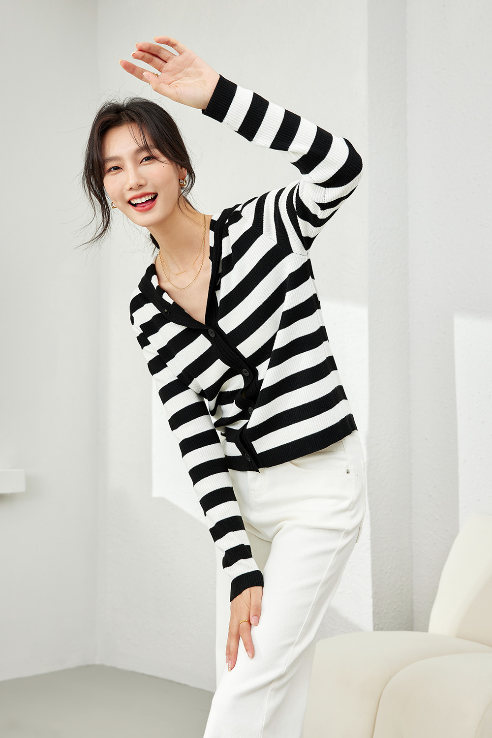 High-Elastic Hooded Knit Cardigan-VIMLYSTORE