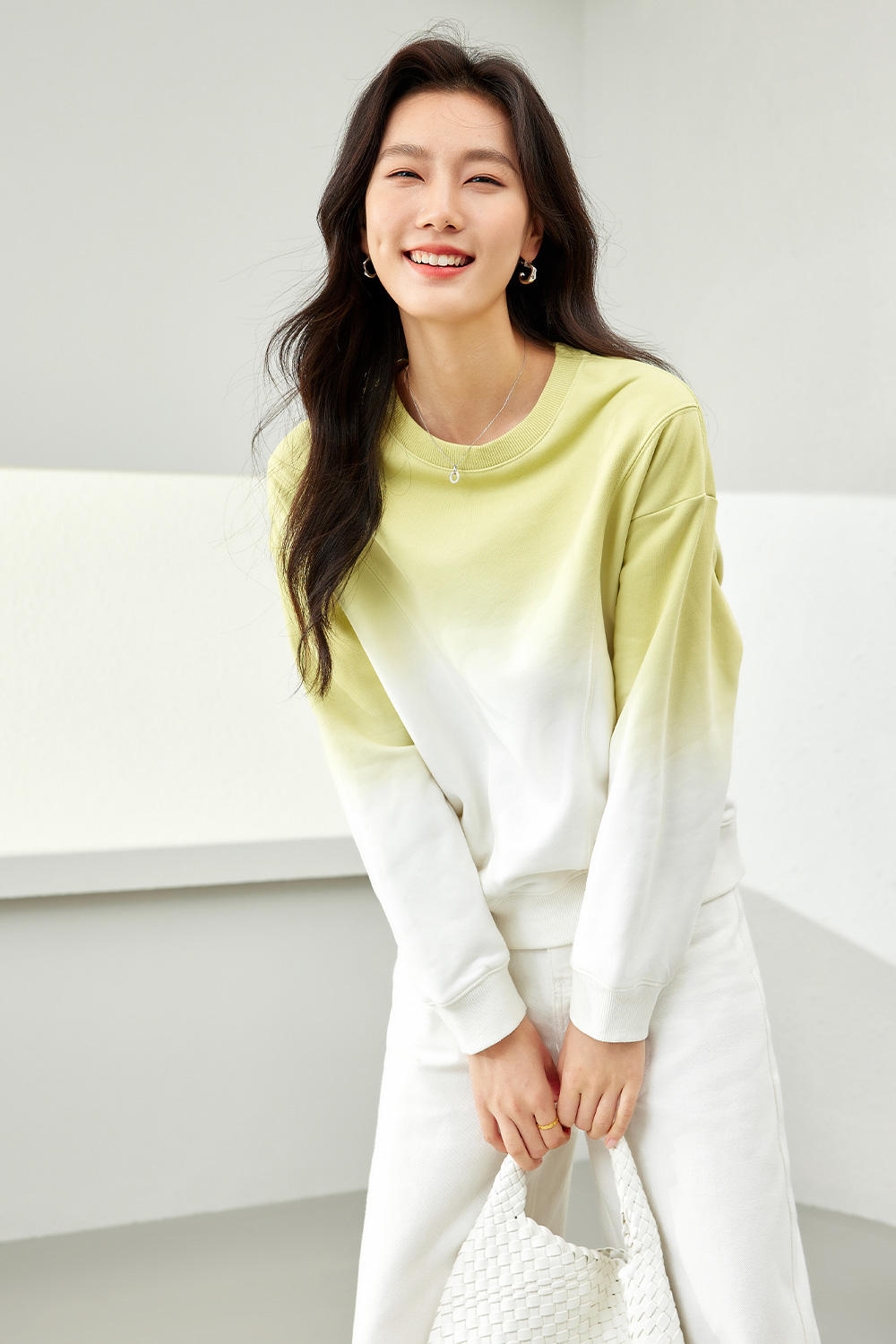 Gradient Round Neck Hoodie-VIMLYSTORE