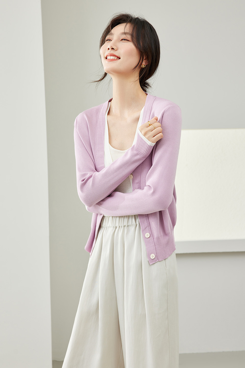 V-Neck Lazy Style Knitted Cardigan