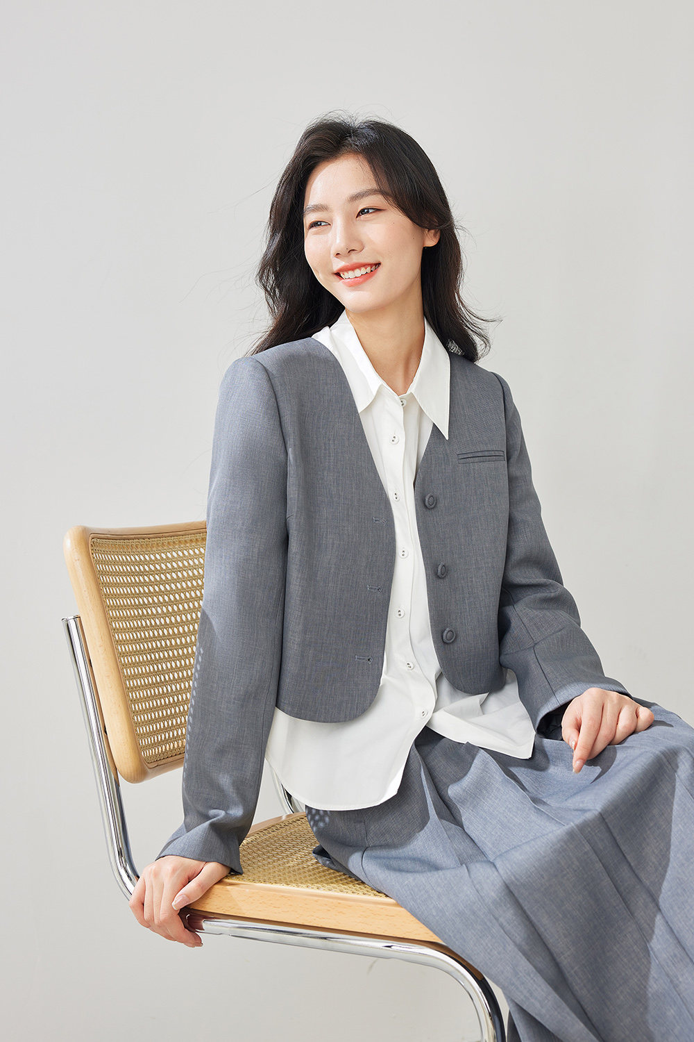 Elegant Pleated Skirt Suit