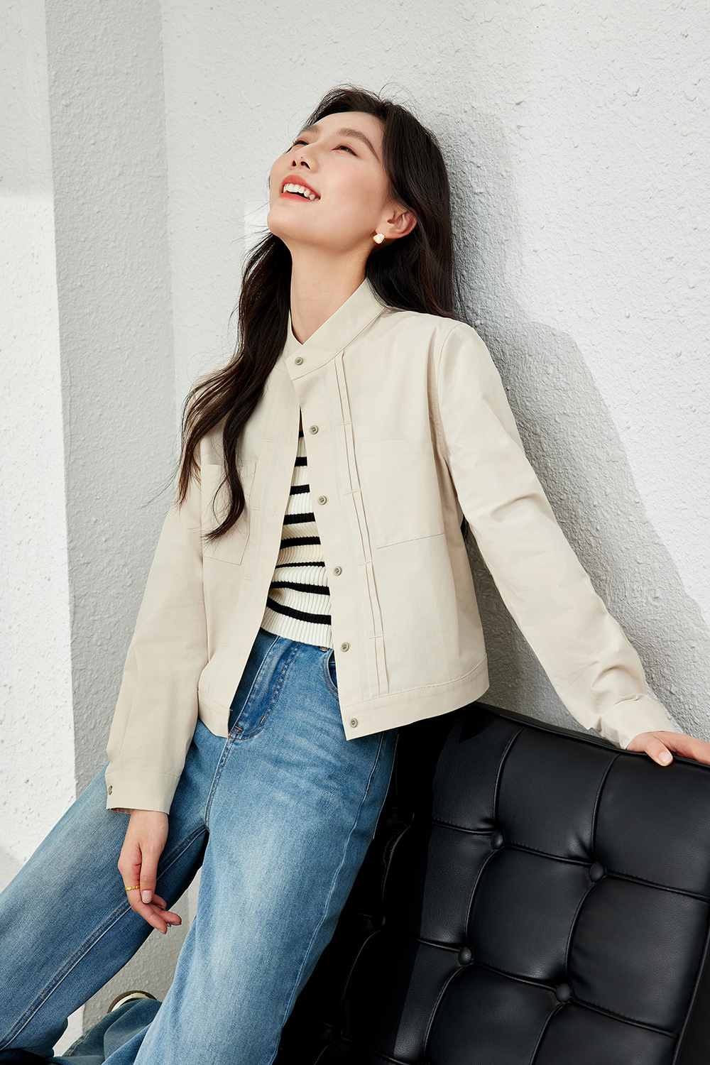 Pure Cotton Stand Collar Jacket