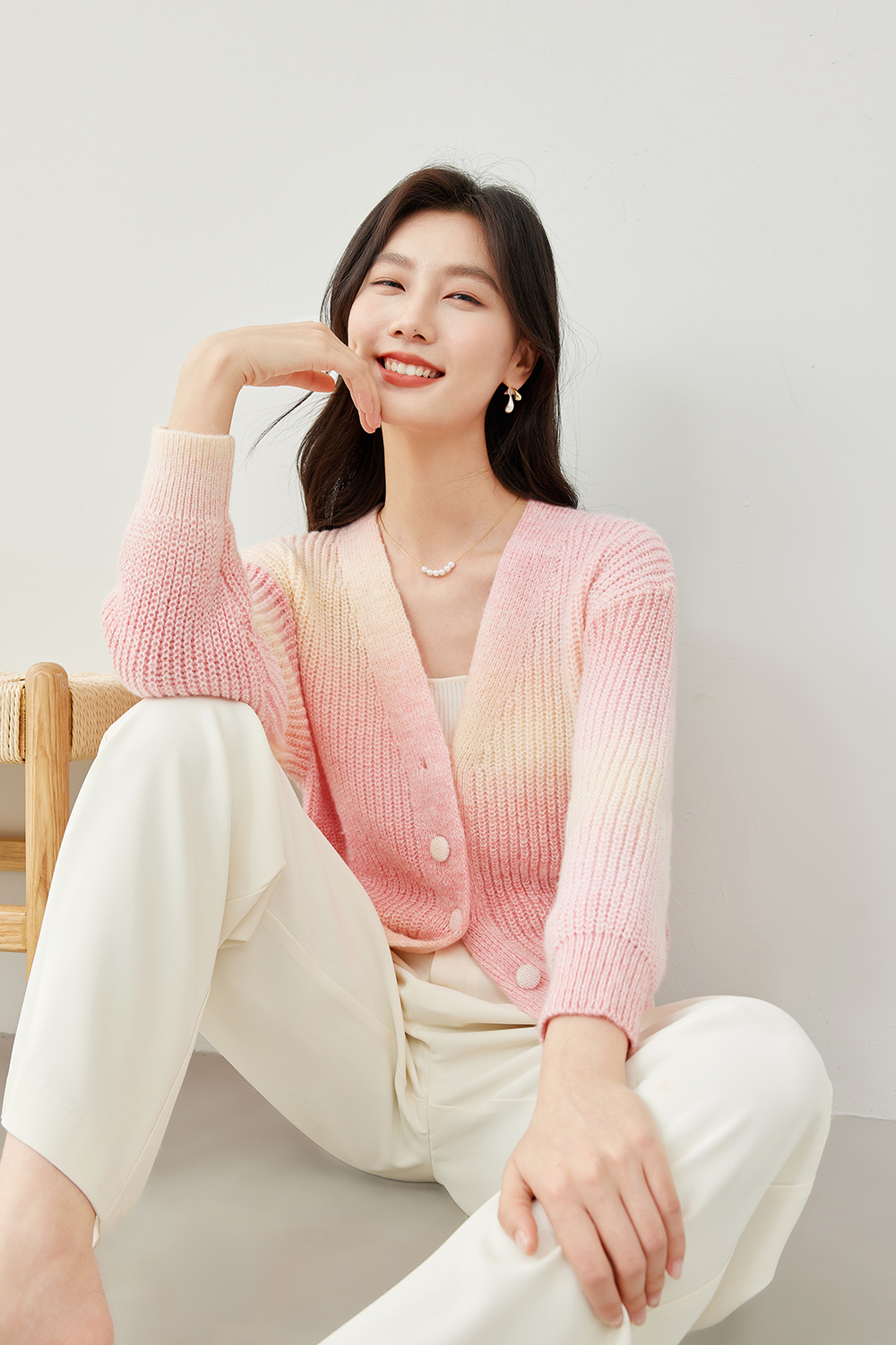 Gradient Knitted Cardigan-VIMLYSTORE