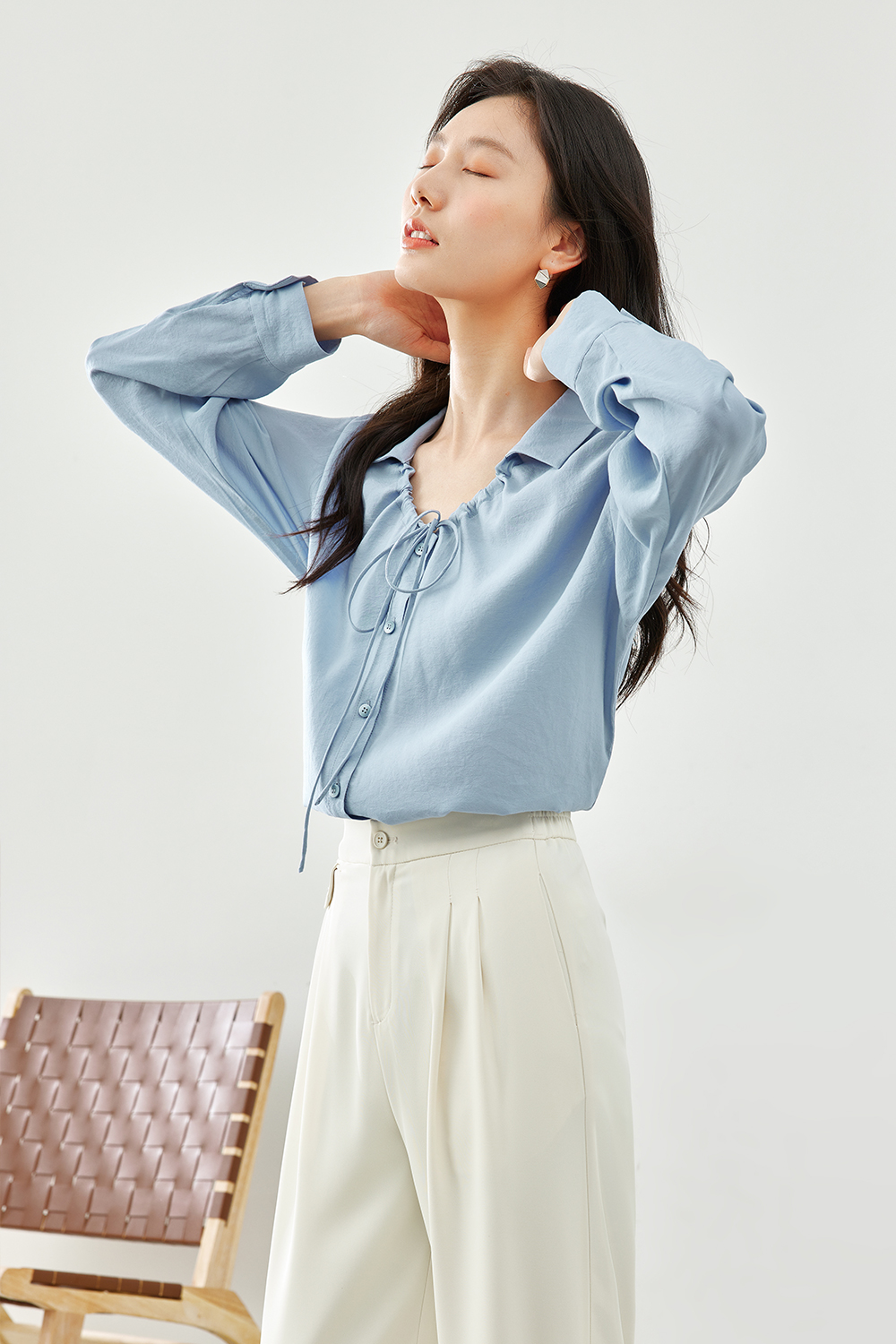 Tie-Neck Chiffon Shirt