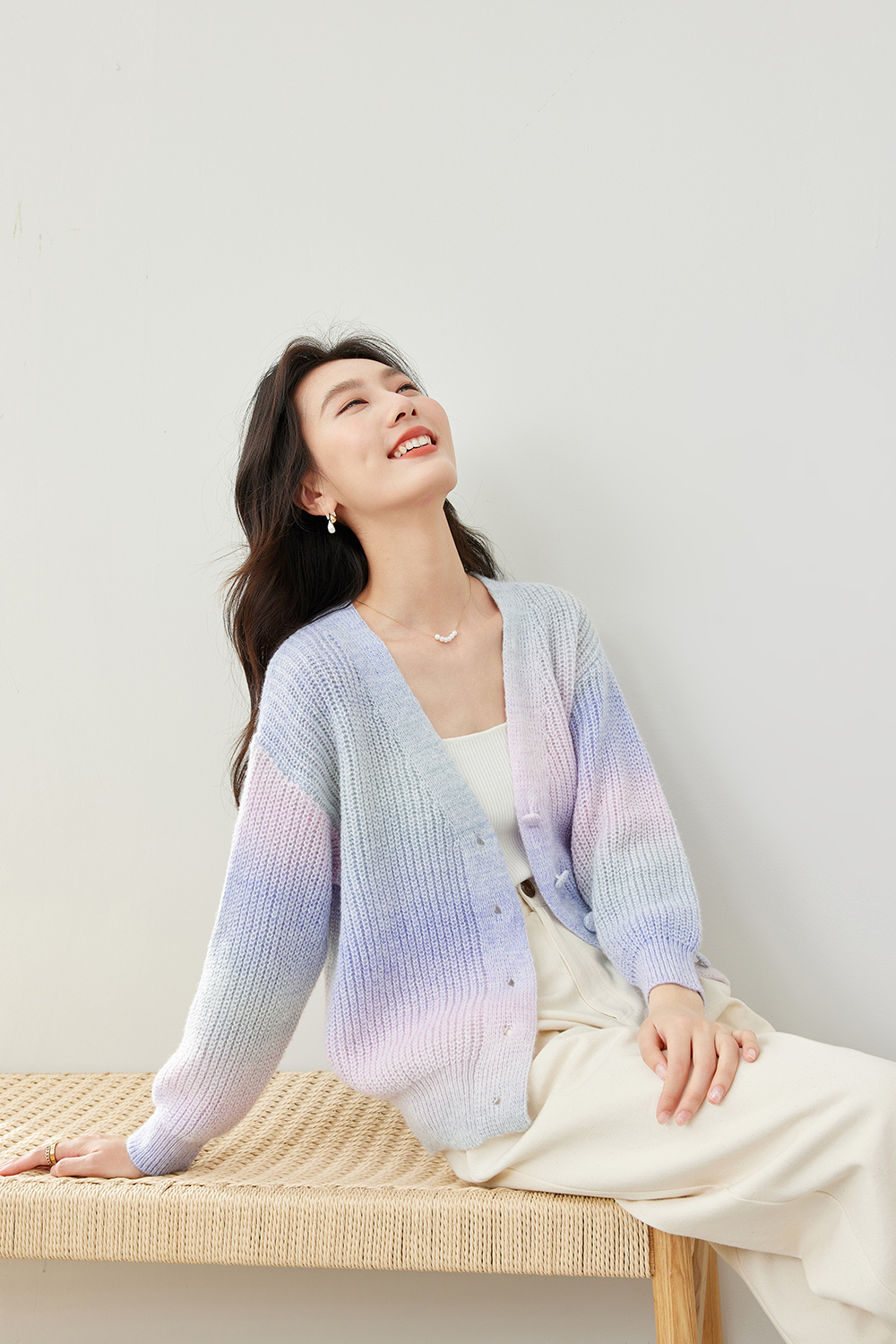Gradient Knitted Cardigan-VIMLYSTORE