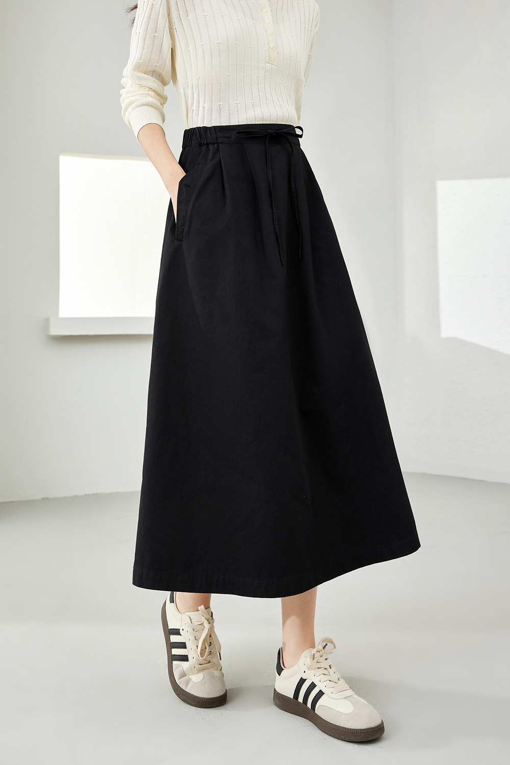 Casual Pure Cotton A-Line Skirt