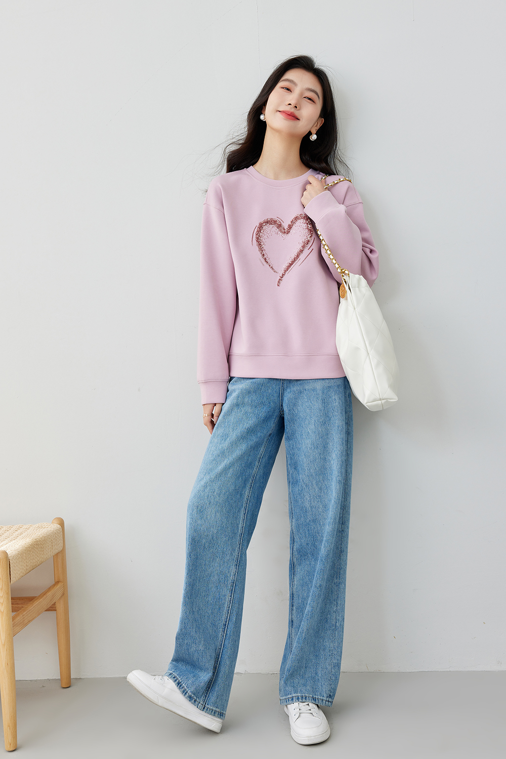 Heart Pattern Sweatshirt-VIMLYSTORE