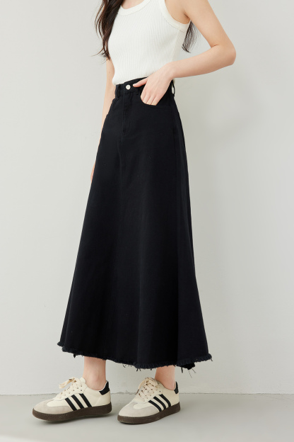 High Waist Fishtail Denim Skirt