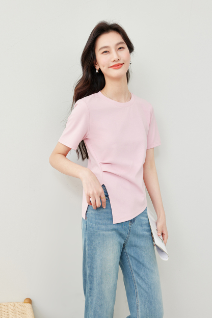 Waist Cinched Split Hem  T-Shirt
