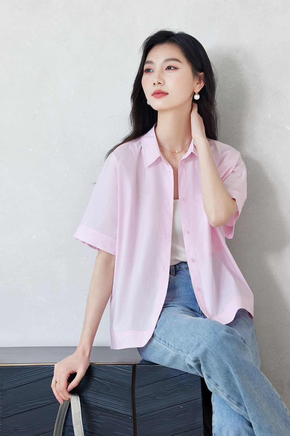 Solid Color Casual Sleeve Shirt