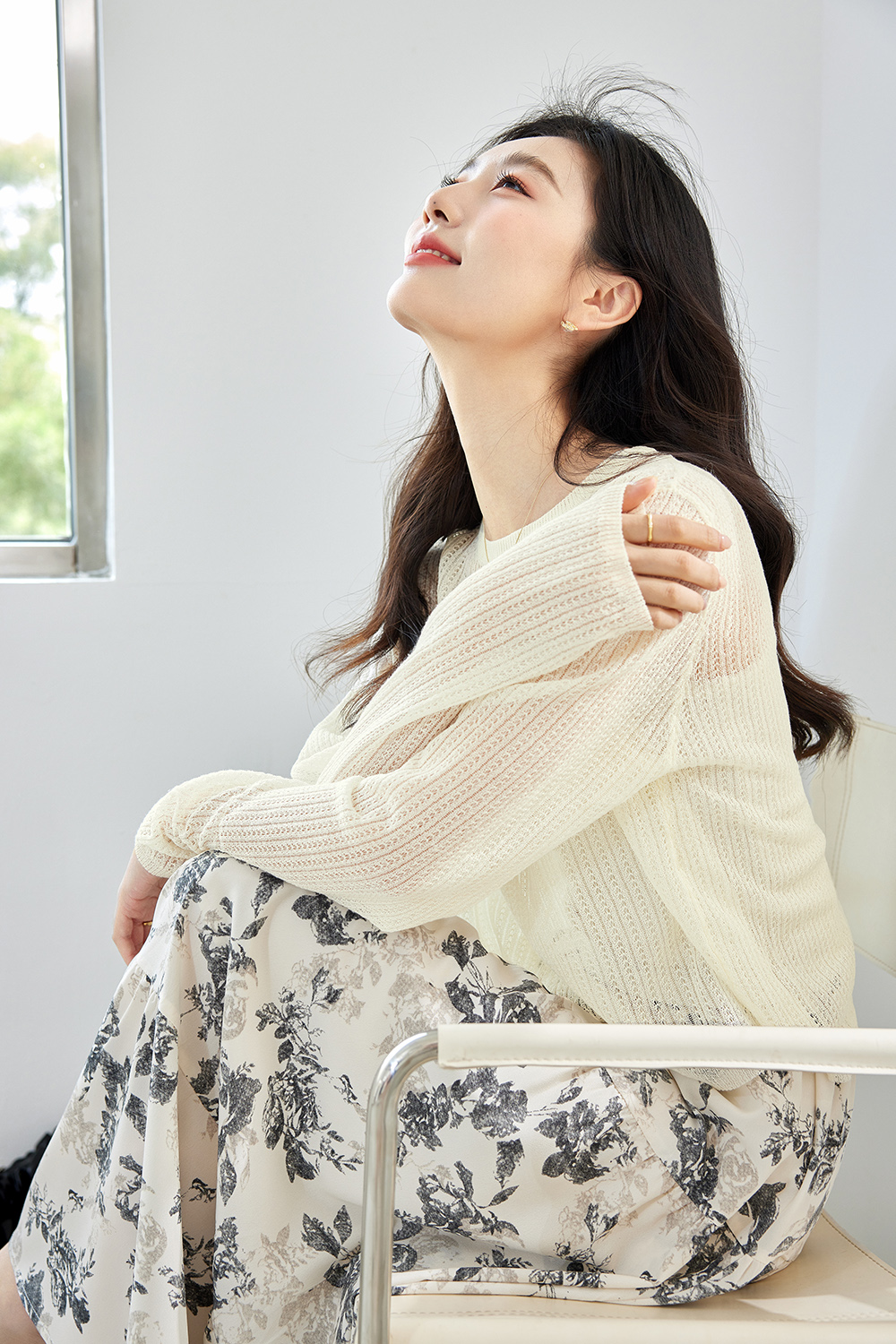 Elegant Casual Floral Skirt Suit