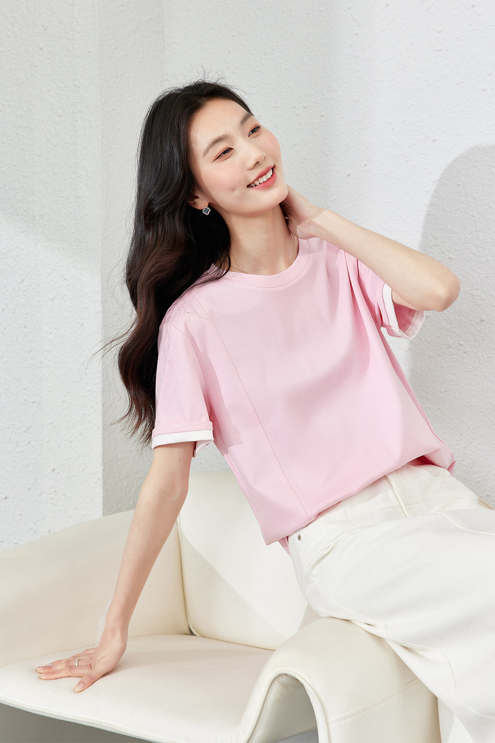 Light Luxury Mercerized Contrast Color T-Shirt