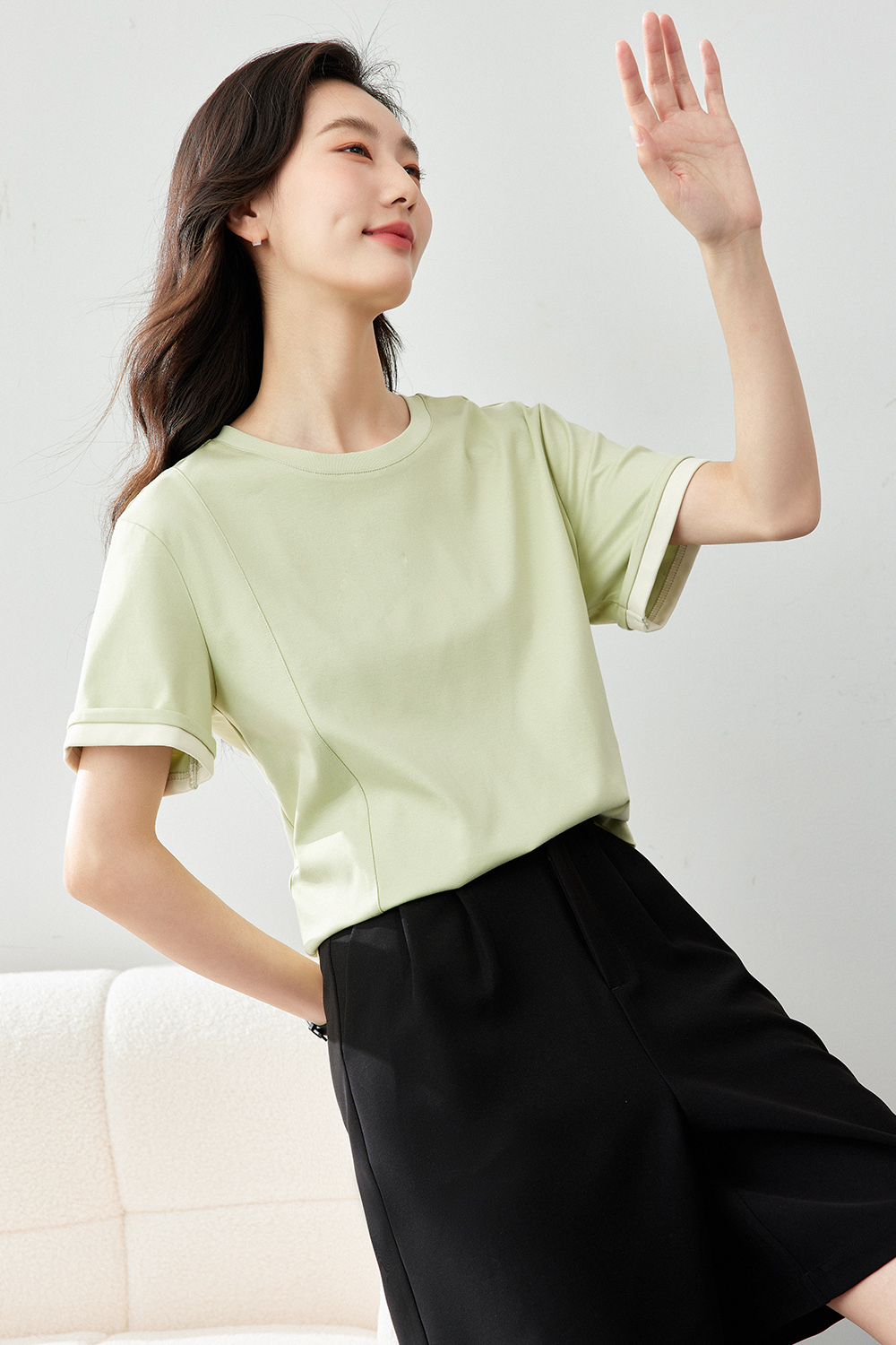Light Luxury Mercerized Contrast Color T-Shirt