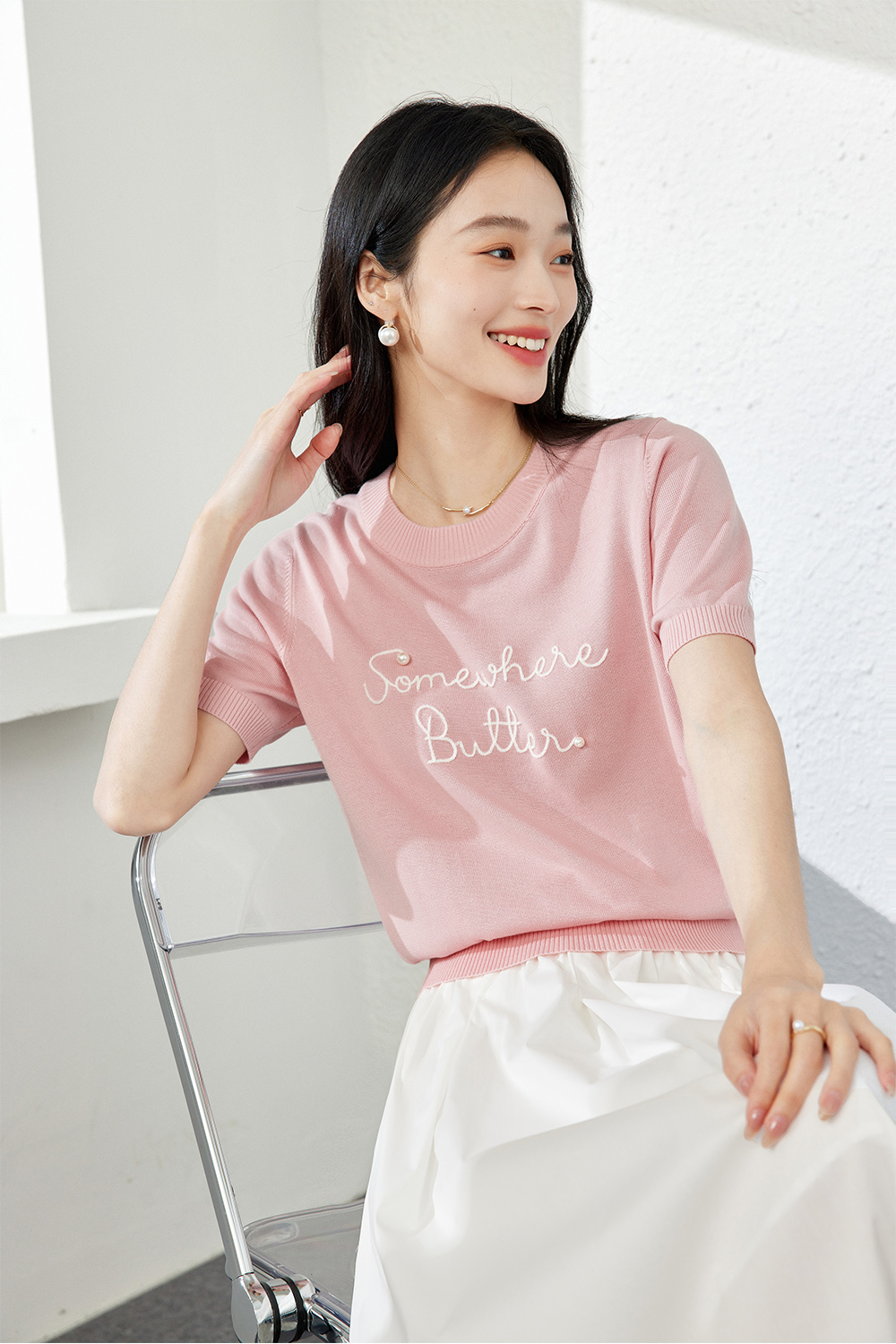 New Summer Letter Embroidered Sweater