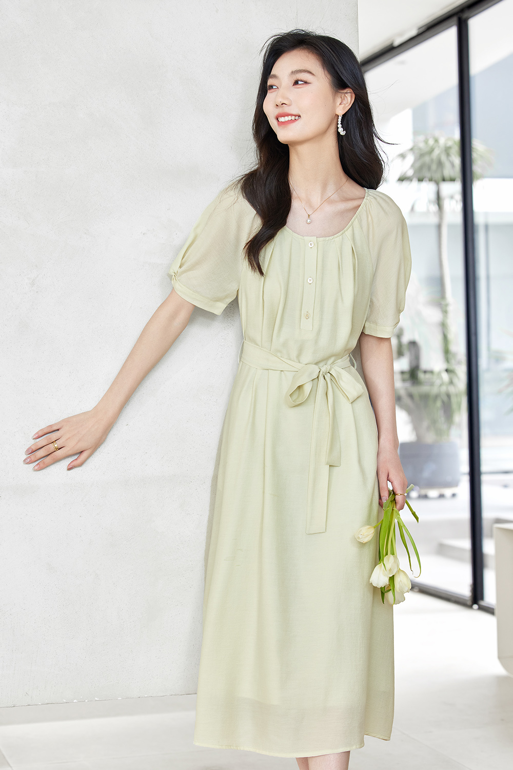 Gentle Light Draped Dress