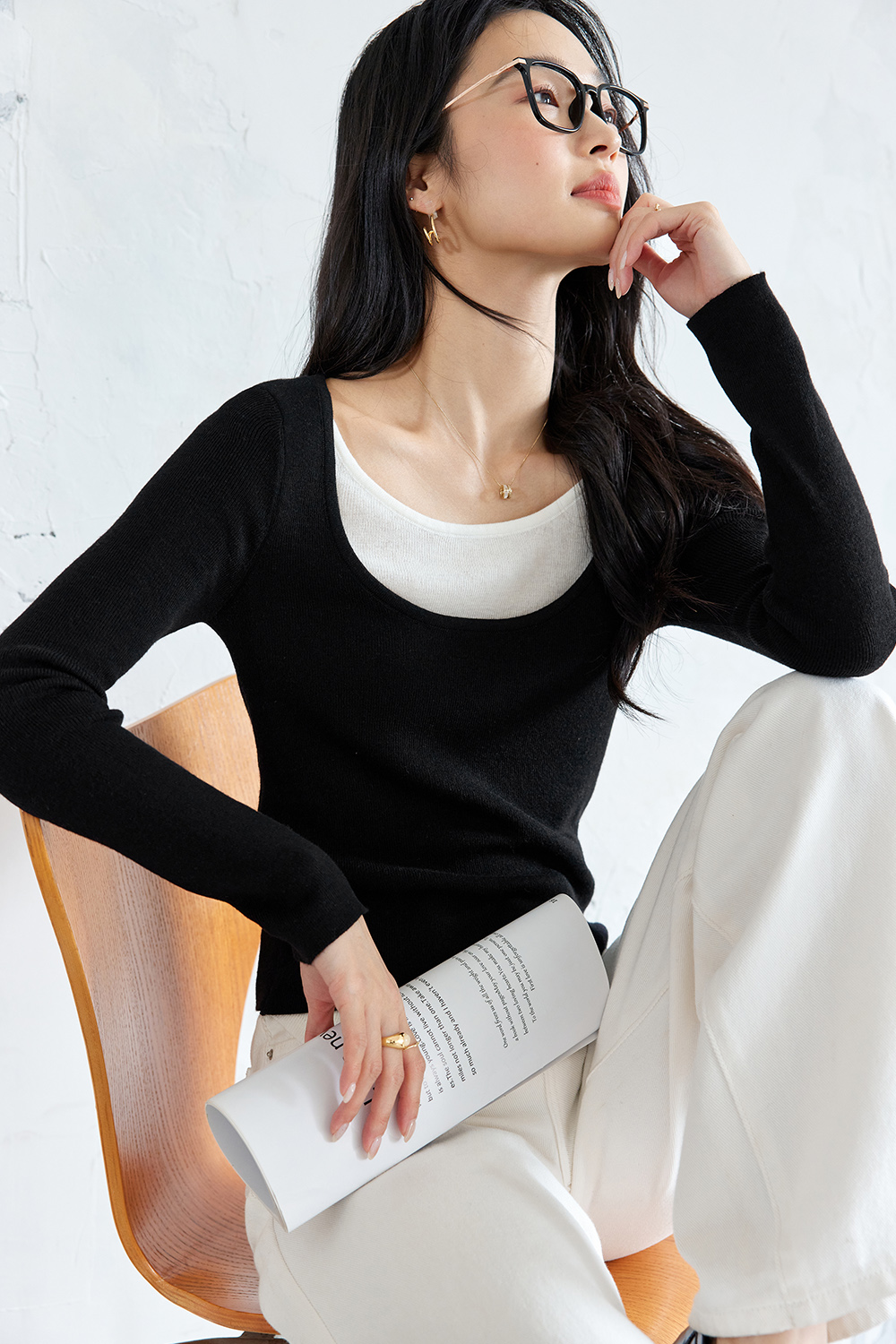 Fake Two-Piece Base Sweater