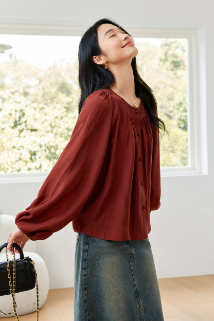 French Round Neck Lyocell Shirt