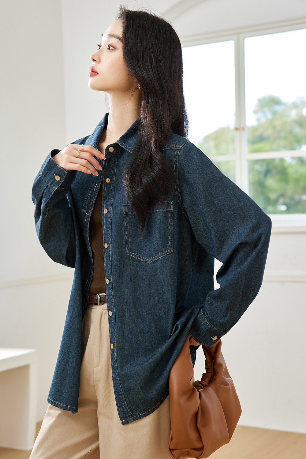 Retro Textured Denim Shirt