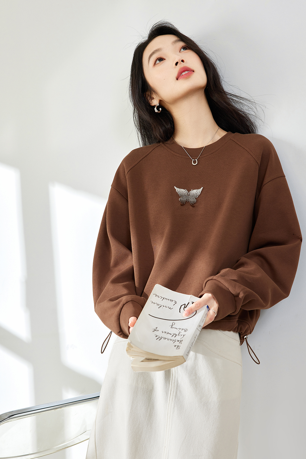Gradient Three-Dimensional Butterfly Sweatshirt
