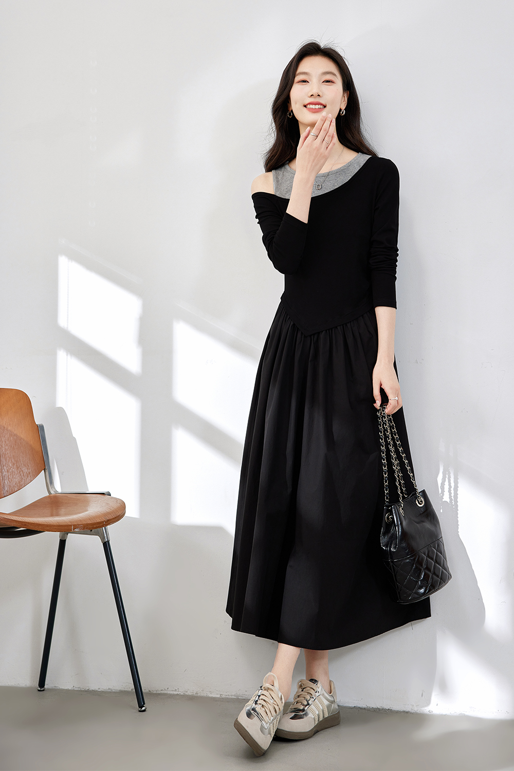 Casual Faux Two-Piece Dress