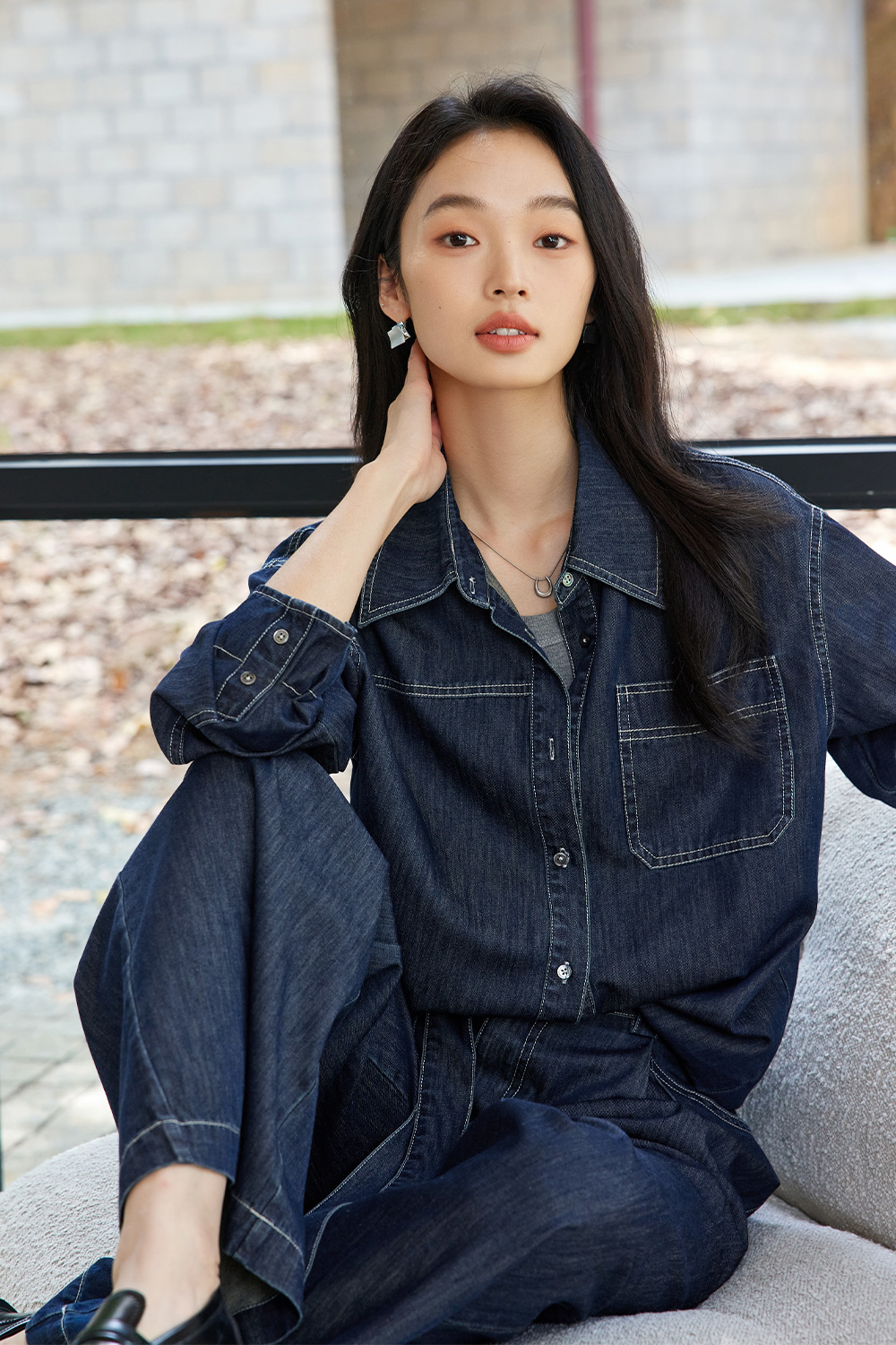 Tie-Up Drape Denim Suit