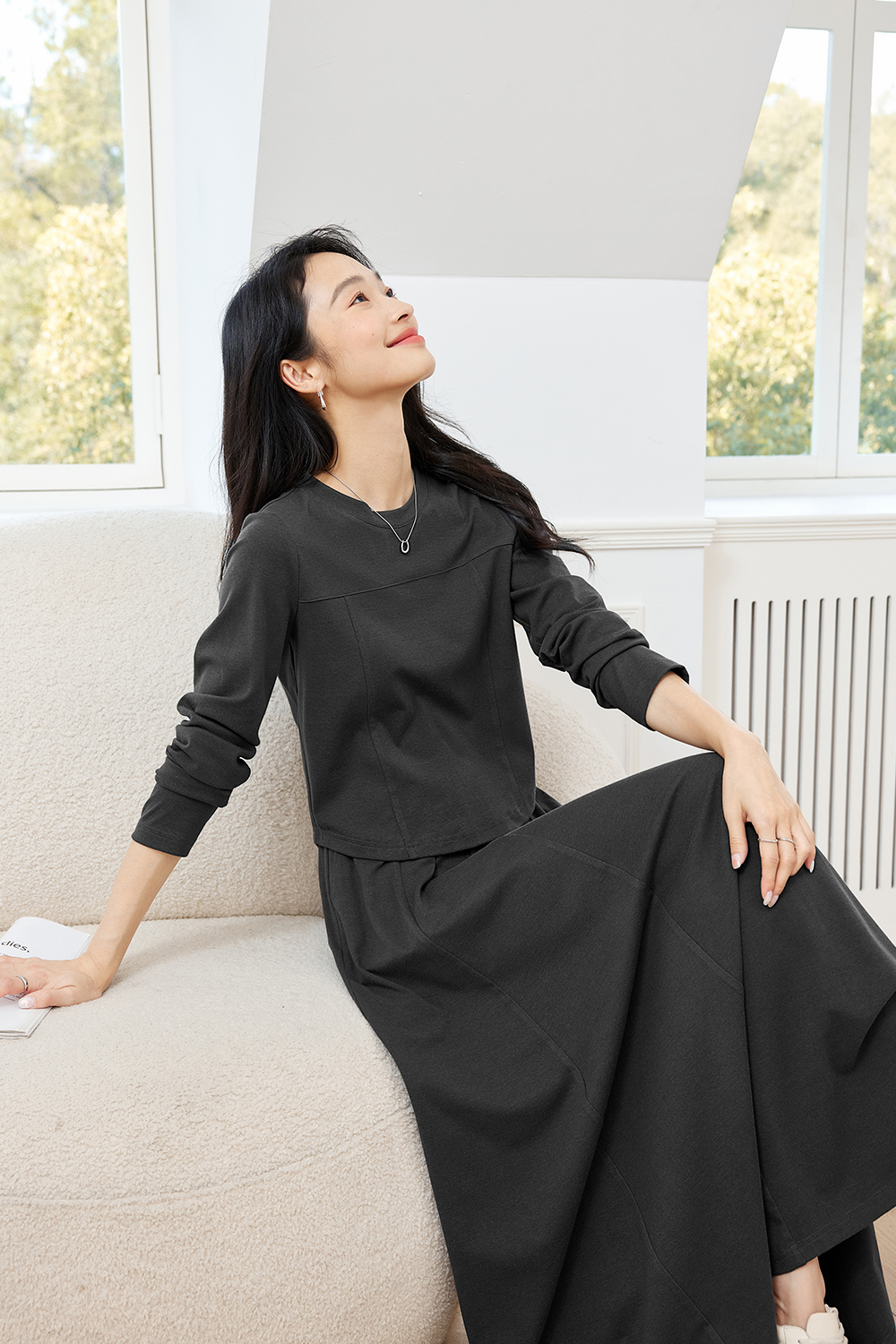 Solid Color Knitted Casual Suit-VIMLYSTORE