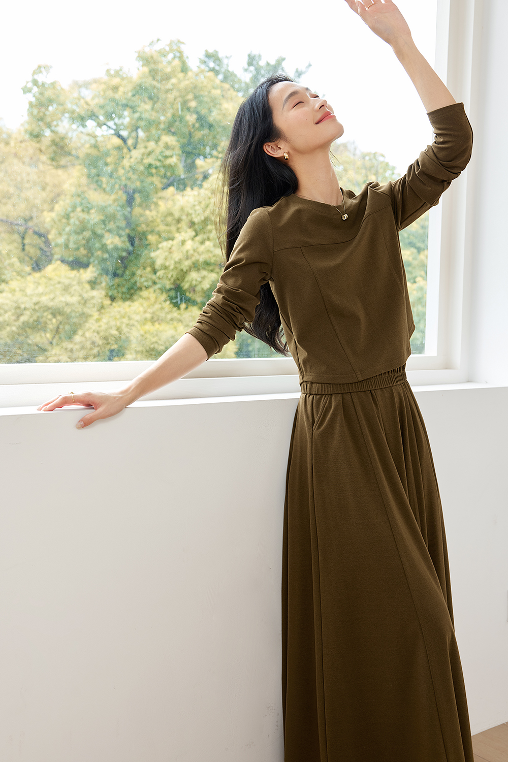 Solid Color Knitted Casual Suit-VIMLYSTORE