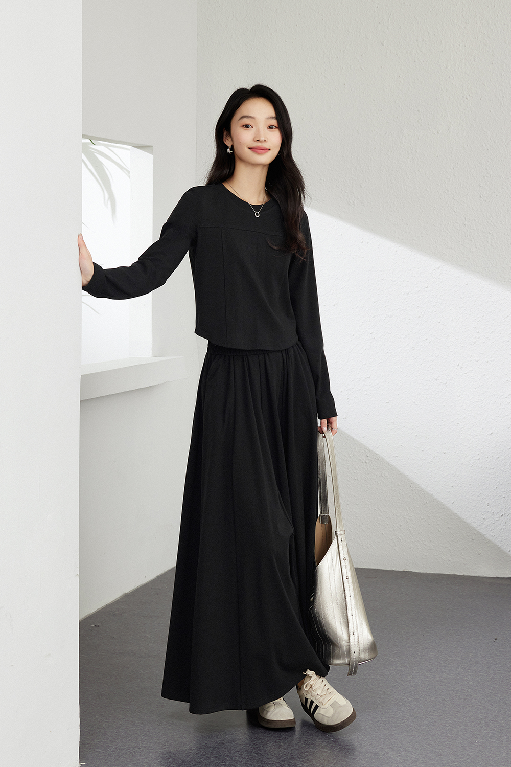 Solid Color Knitted Casual Suit-VIMLYSTORE