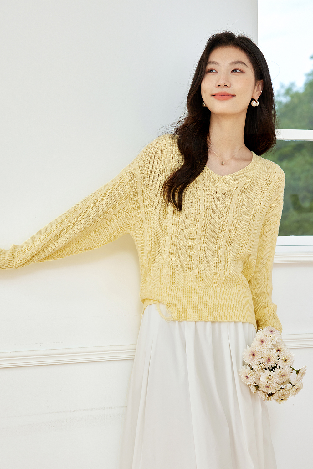 Textured Lazy Knitted Sweater