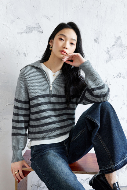 Lazy Style Striped Knitted Sweater