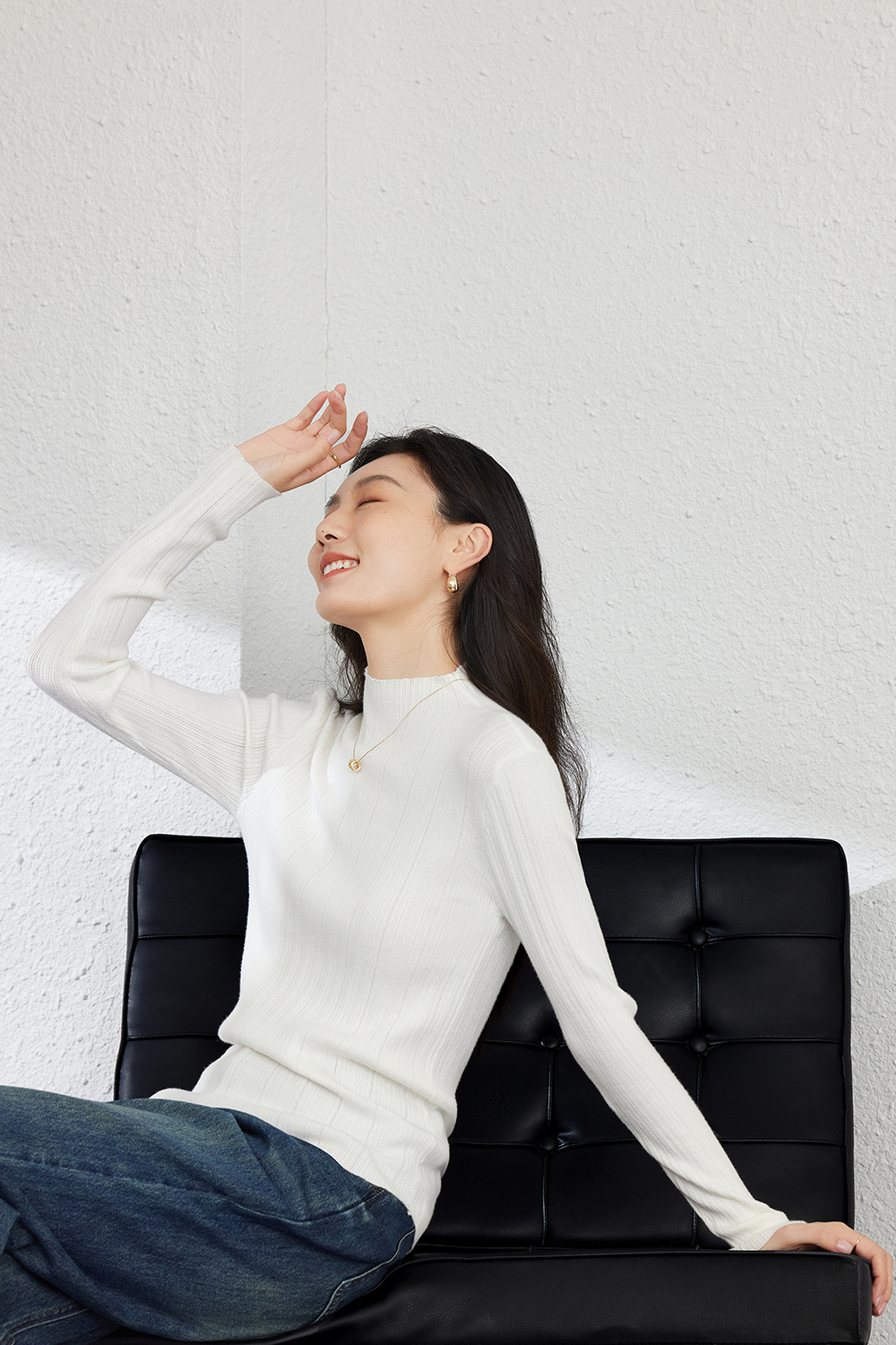 Solid color  Inside base knitted sweater-VIMLYSTORE