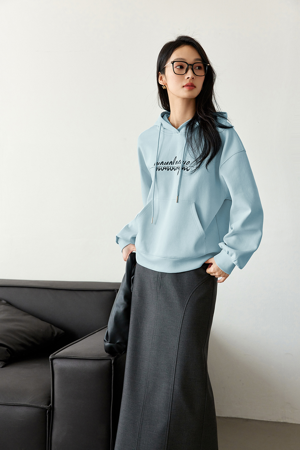 Letter American style hooded sweatshirt