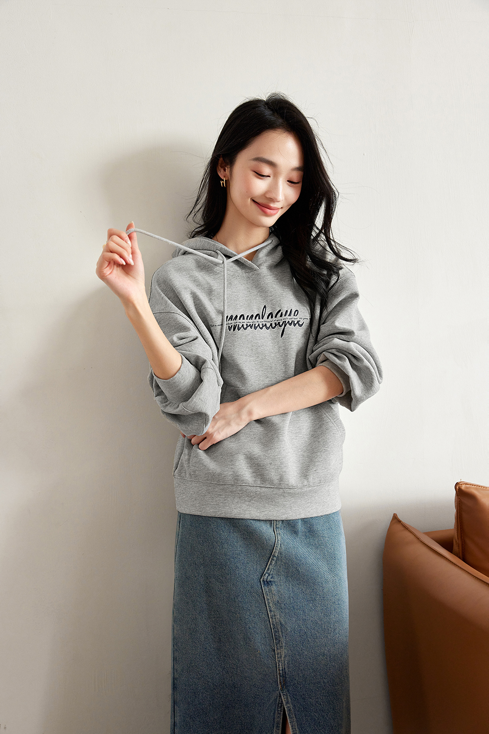 Letter American style hooded sweatshirt