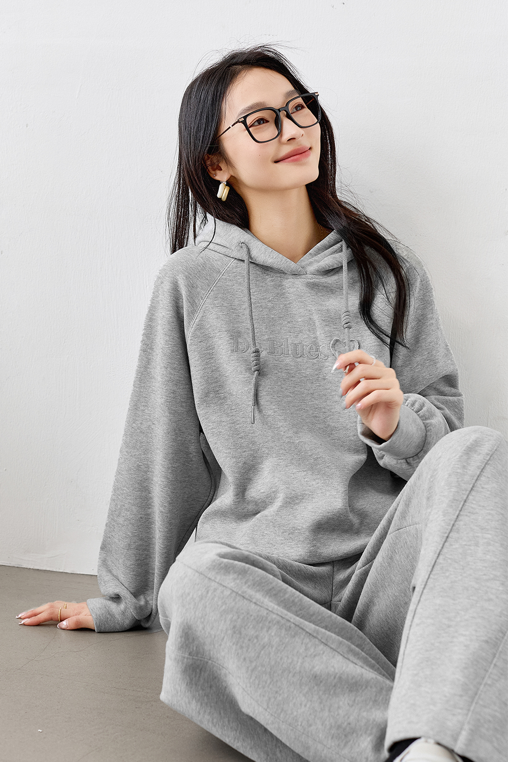 Casual embroidered sweatshirt suit-VIMLYSTORE