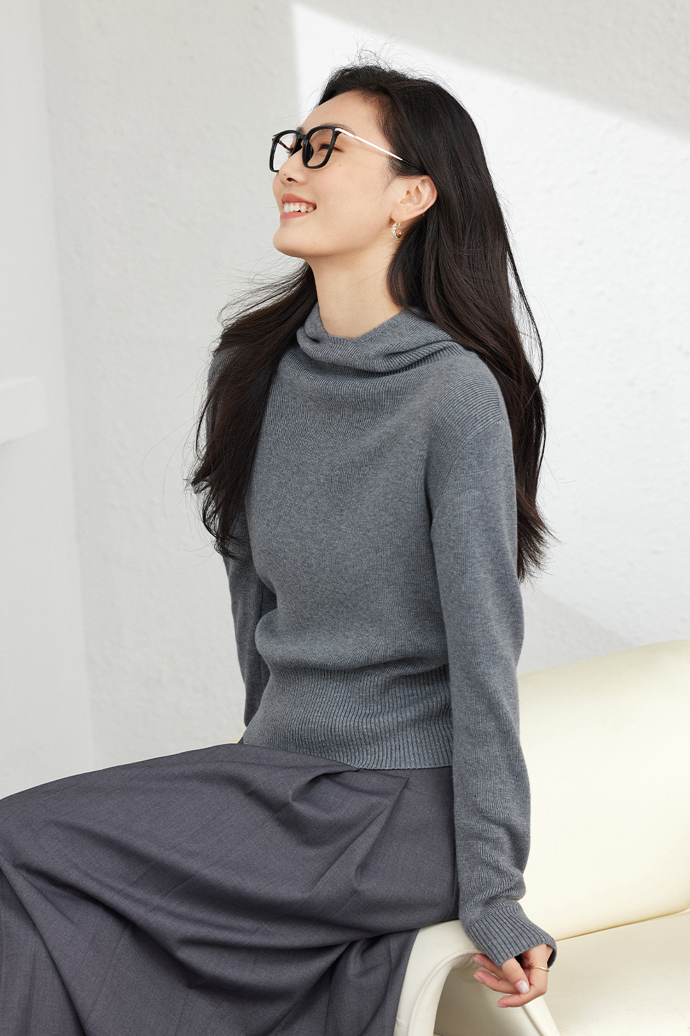 Wool Blend Hooded Knitted Sweater