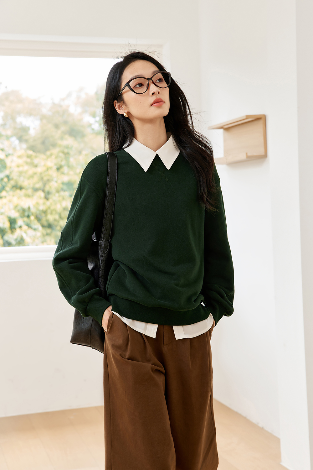 Casual Solid Color Warm Sweatshirt