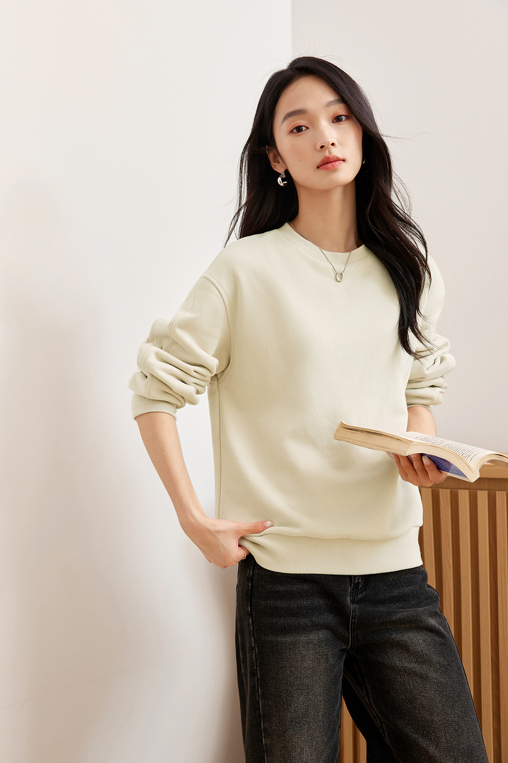 Casual Solid Color Warm Sweatshirt-VIMLYSTORE