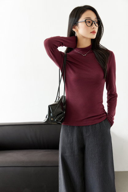Wool Blend Half Turtleneck Knitted Bottoming Shirt