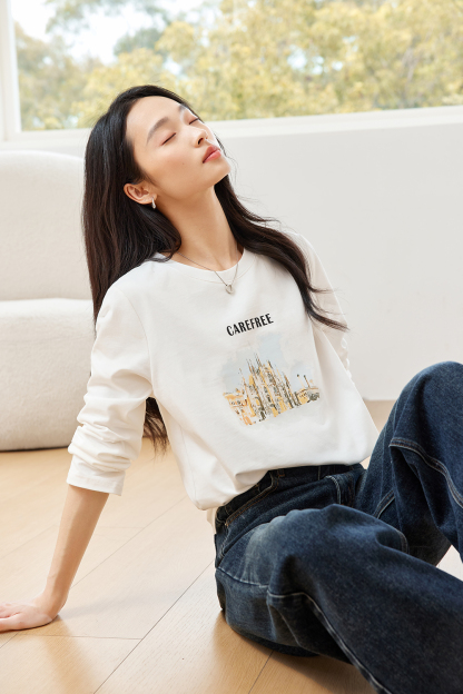 Scenery Print Cotton T-shirt