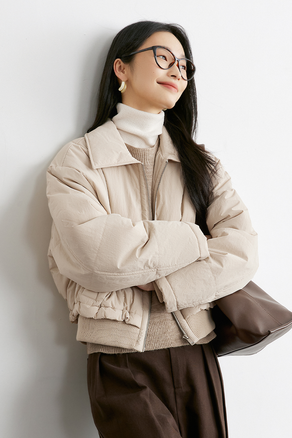 Lapel Spliced Short Cotton Padded Jacket-VIMLYSTORE