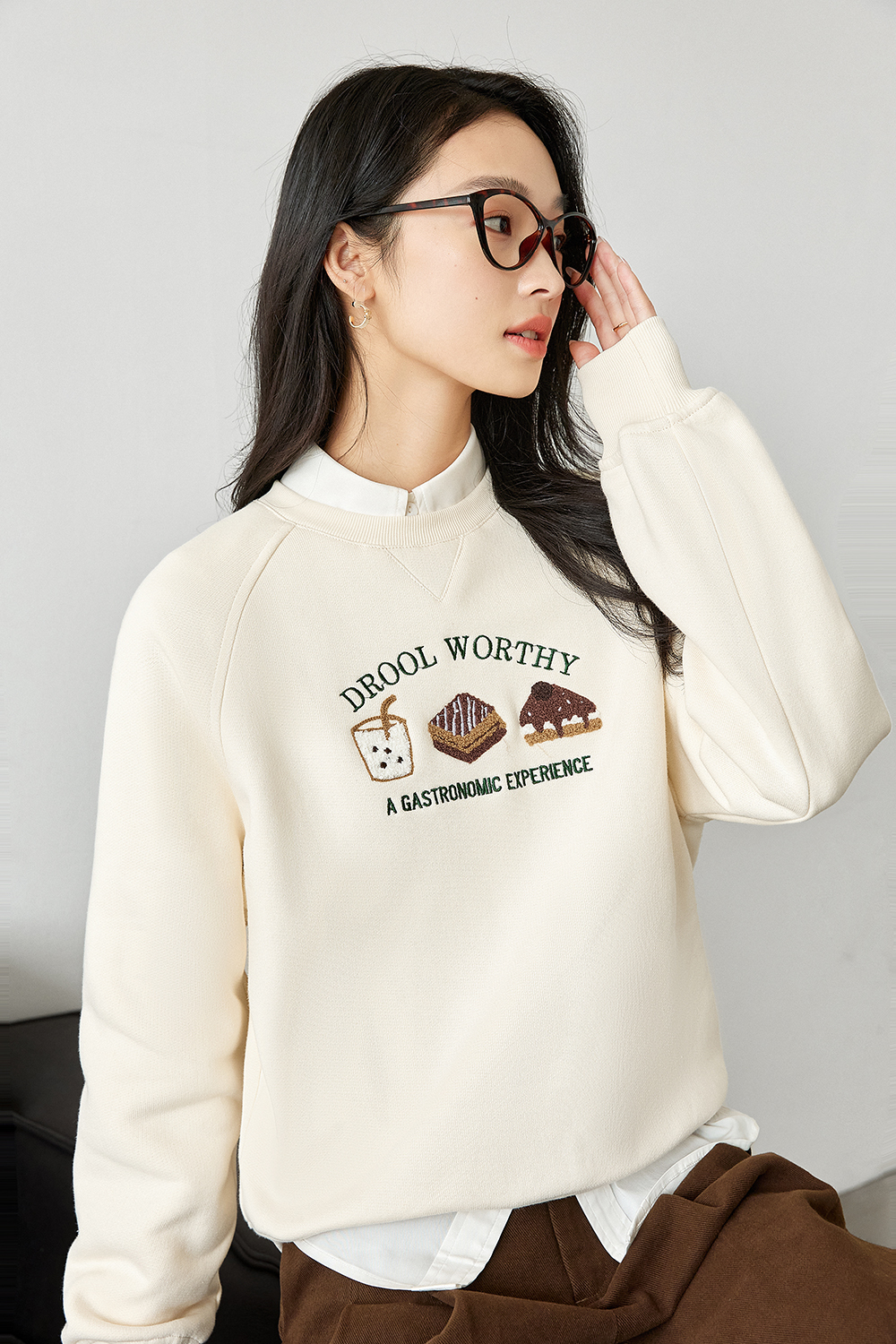Cartoon Food Embroidered Sweatshirt